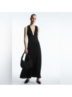 COS Black Plunging V-Neck Maxi Dress